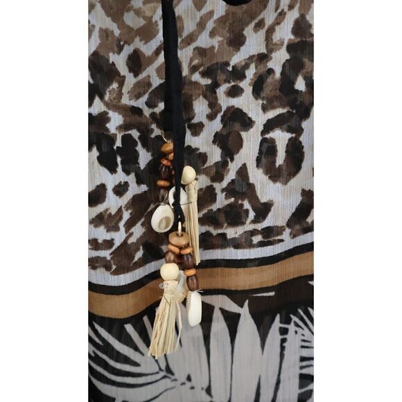 Bleu Rod Beattie RBUO2280 Women Sz L Black Animal Print Caftan Swim Cover Up $79 - Picture 5 of 8